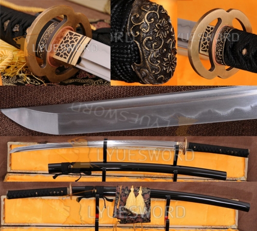 Functional Japanese Sword Samurai Katana Damascus Steel Clay Tempered Battle Ready Razor Sharp Blade Real Cut
