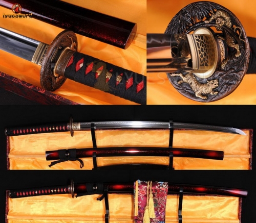 Hand Forge Japanese Samurai Katana Clay Tempered Sword Battle Razor Sharp Heat Treated Blade