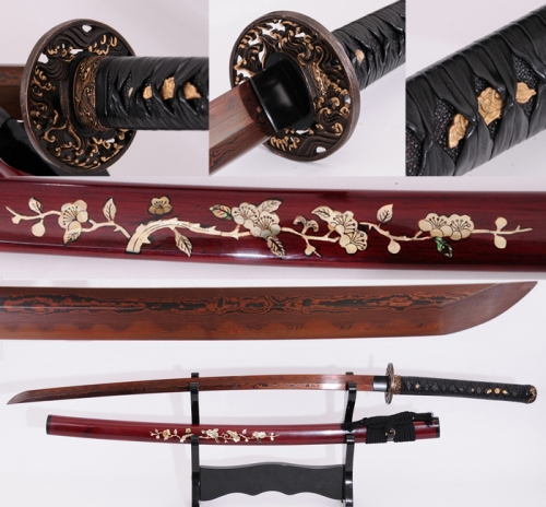 Full Tang Japanese Sword Samurai Katana Folded Steel Clay Tempered Sharp Razor Blade