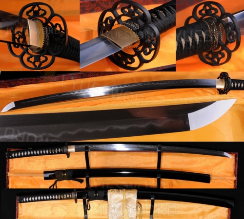 Folded Steel Clay Tempered Blade Japanese Samurai Sowrd Full Tang Blade Katana Razor Sharp