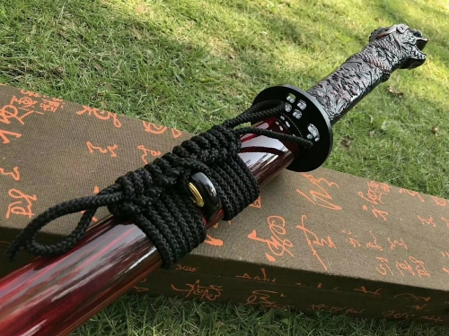 Handmade Japanese Samurai Sword KATANA 9260 Spring Steel Razor Sharp Blade Full Tang Dragon Tsuka