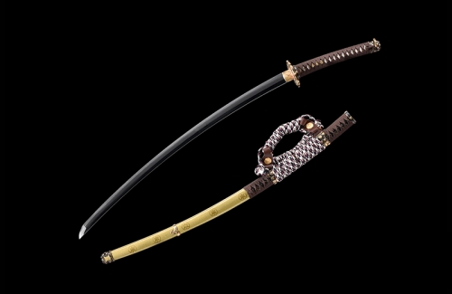 Japanese Samurai Tachi Sword Kobuse Type Folded Steel Clay Tempered Razor Sharp Blade Battle Ready Gold Koshirae Tsuba