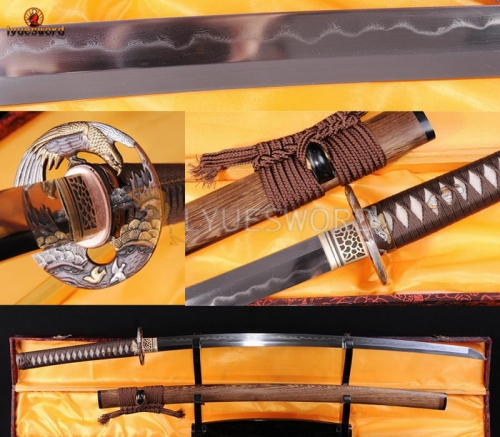 Handmade Full Tang Folded Steel Clay Tempered Battle Ready Japanese Katana Sword Razor Sharp Hualee wood Saya + OX