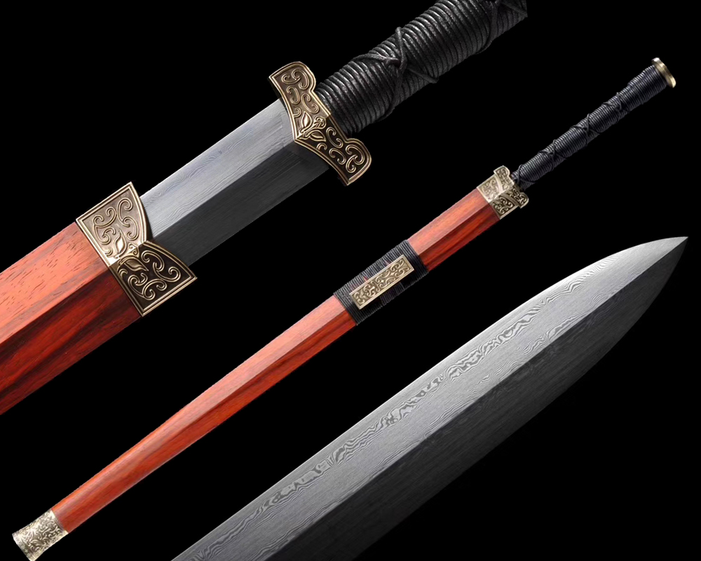 High Quality Stick Jian Sword Katana Groove Very Sharp Damascus Steel Blade Nice 