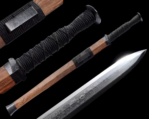 Hand Forge Chinese Sword Han JIAN  Damascus Folded Steel Blade Hualee Wood Scabbard Chinese Kung fu Martial Arts