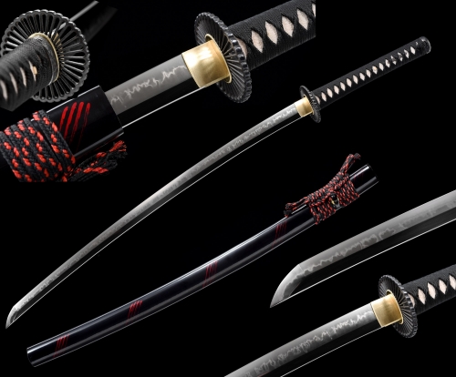 Samurai Katana Sword, Battle Ready, Hand Forged, Clay Tempered Blade, Heat Tempered, Full Tang, Razor Sharp, Wooden Scabbard