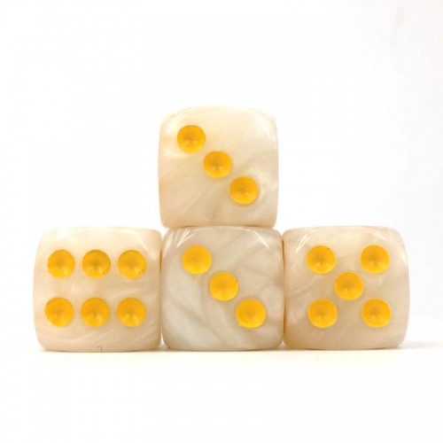 (White Pearl)16mm D6 Pips dice