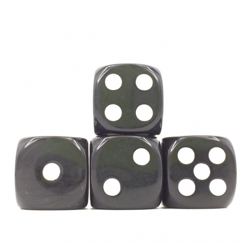 (Black Opaque) 16mm D6 Pips dice