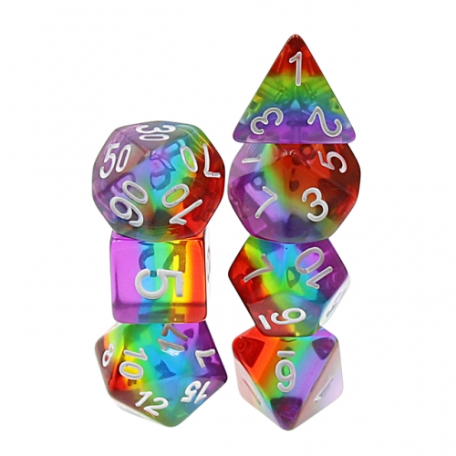 Transparent rainbow dice