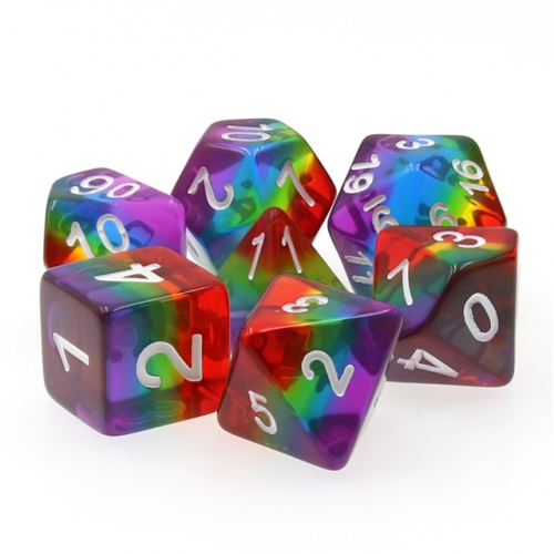 Transparent rainbow dice