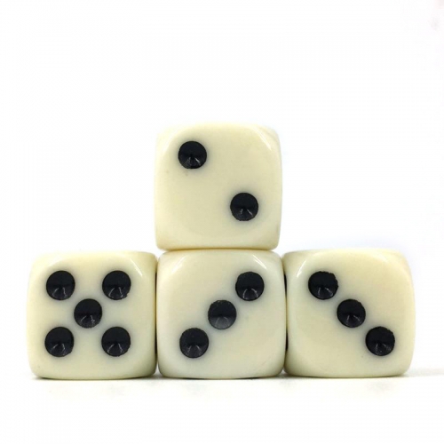 (Ivory White Opaque) 16mm D6 Pips dice