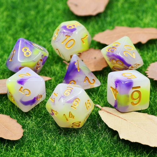 (Purple+Yellow) Jade Dice Set