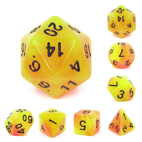 (Yellow+Orange) Blend Color Glow in the Dark Dice