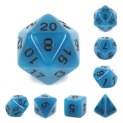 Glow in the Dark Blue Dice Set