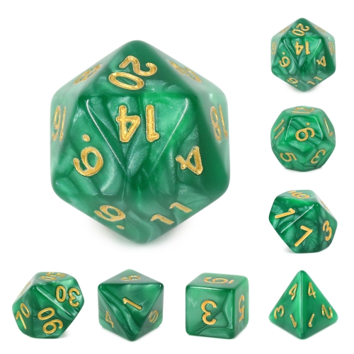 Green Pearl Color Dice(Golden Font)