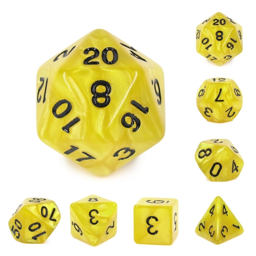 Yellow Pearl Color Dice(Black Font)