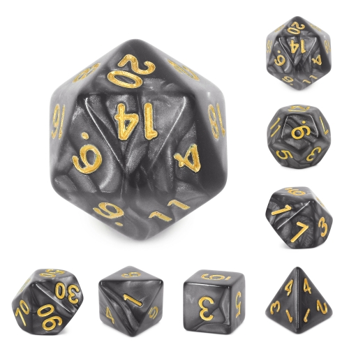 Black Pearl Color Dice (Golden Font)