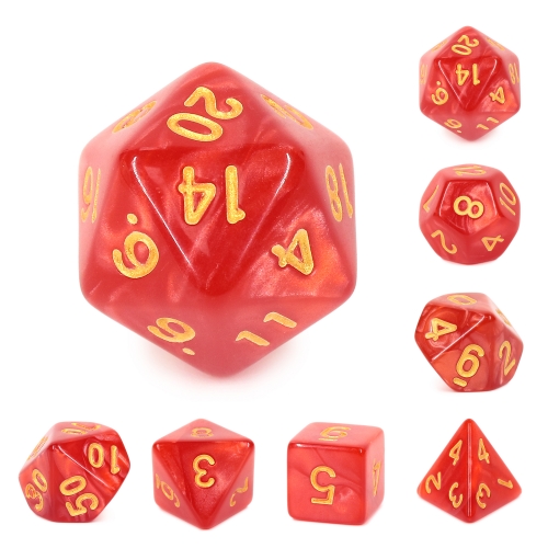Red Pearl Color Dice(Goldent Font)