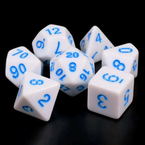 White Opaque dice(Blue font)