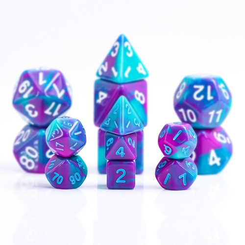 Mini Dice-Teal/Purple Blend