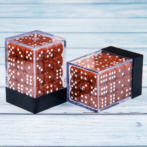 12mm D6 Opaque Brown pips dice