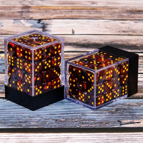 (Dark Red+Black) 12mm D6 pips dice