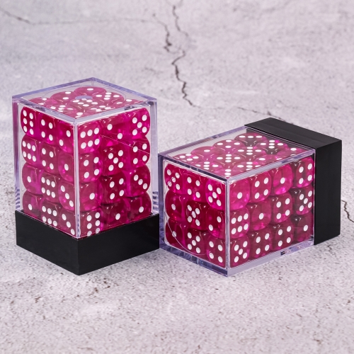 12mm D6 Transparent Rose red PiPs Dice