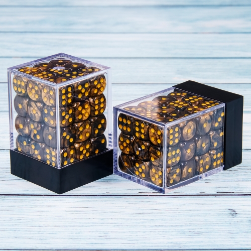 (Golden+Black) 12mm D6 pips dice