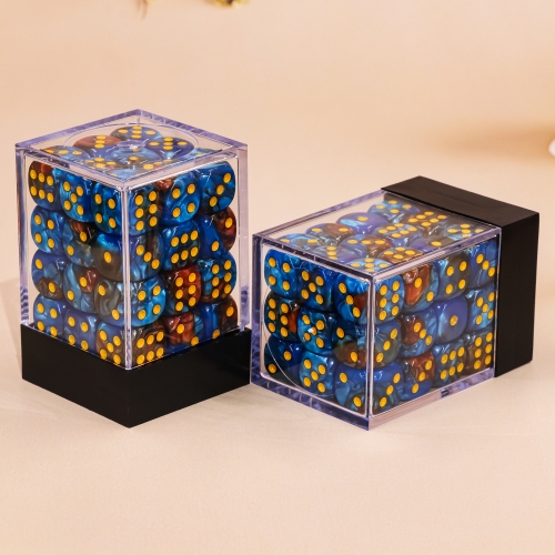 (Orange+Blue) 12mm D6 pips dice