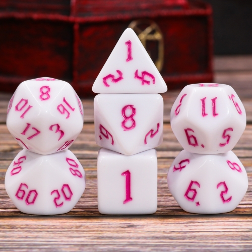 White Opaque dice(Purple font)