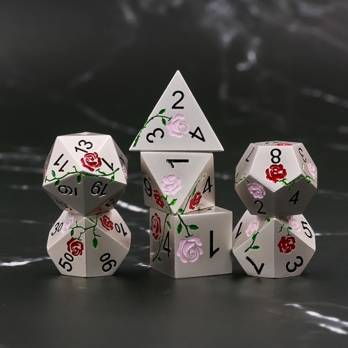 （Red+Pink）Rose  Electroplated Silver metal dice
