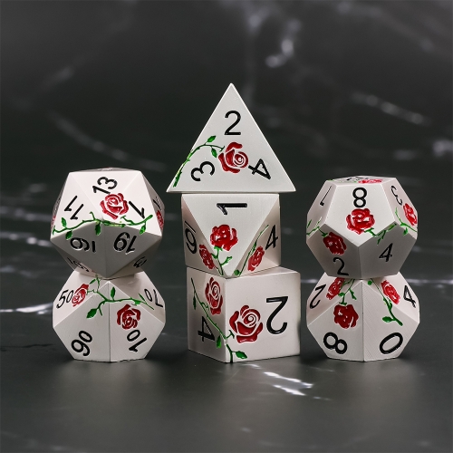 Red Rose Electroplated Silver metal dice