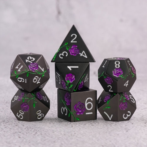 Purple Rose  Electroplated Matte black metal dice