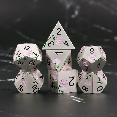 Pink Rose  Electroplated Silver metal dice