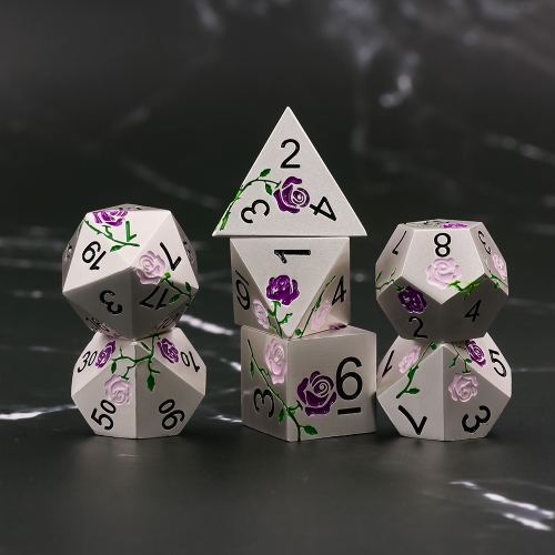 （Purple+Pink）Rose  Electroplated Silver metal dice