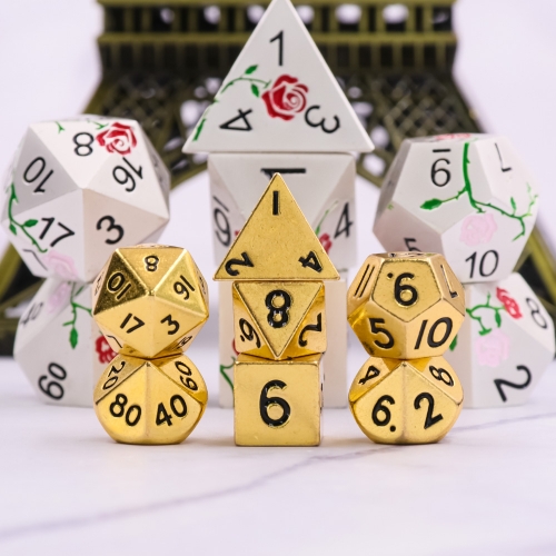 Mini metal Dice- Bright Gold