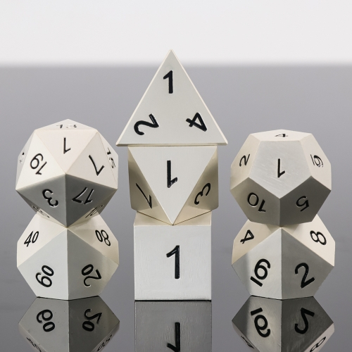 White Metal Dice -Black font