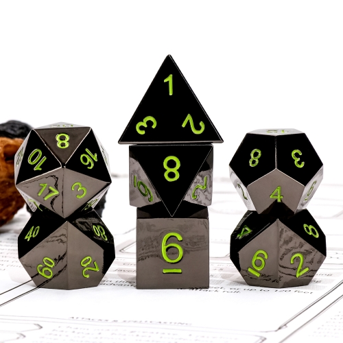 Black Metal Dice - Green font