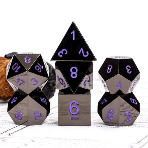 Black Metal Dice - Purple font