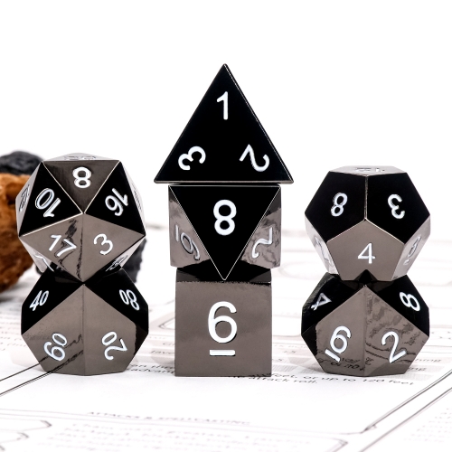 Black Metal Dice - White font