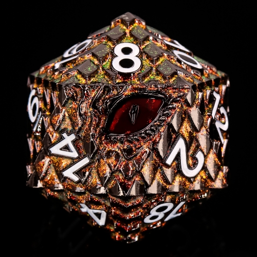 Titan D20s-Dragon Eye (Golden Galaxy & w Dark Red Eye)