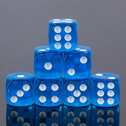 (Sky Blue Transparent)16mm D6 Pips dice