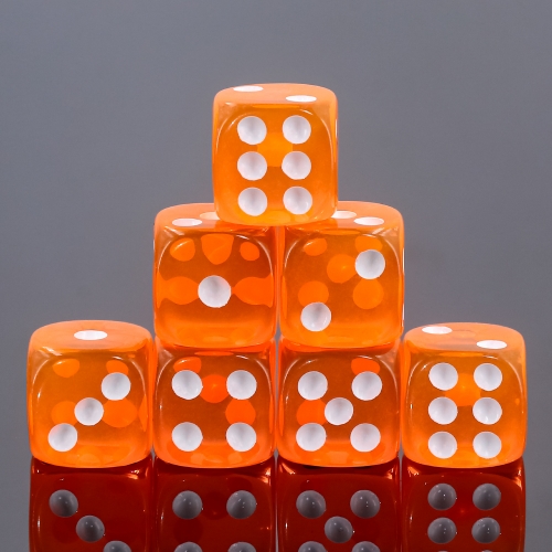 (Orange Transparent)16mm D6 Pips dice