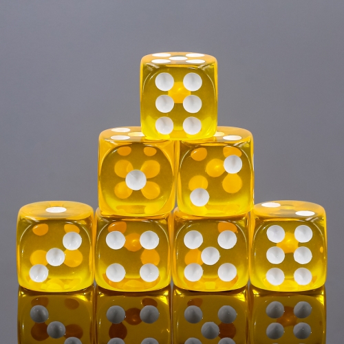 (Yellow Transparent)16mm D6 Pips dice