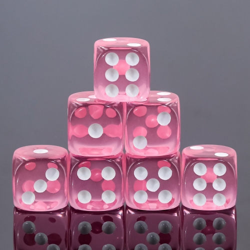 (Pink Transparent)16mm D6 Pips dice