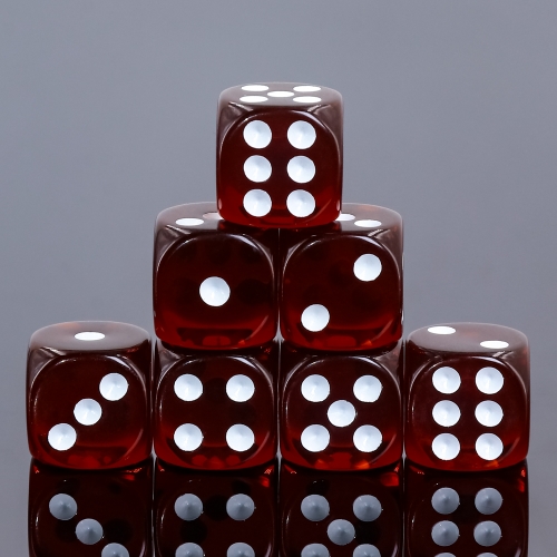 (Dark red Transparent)16mm D6 Pips dice