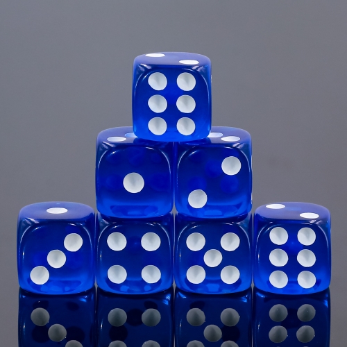 (Dark Blue Transparent)16mm D6 Pips dice