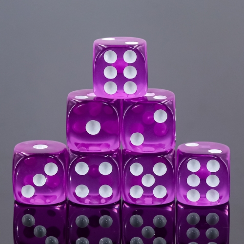 (Purple Transparent)16mm D6 Pips dice