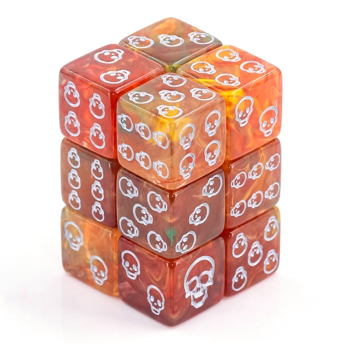 Orange SKull pips dice