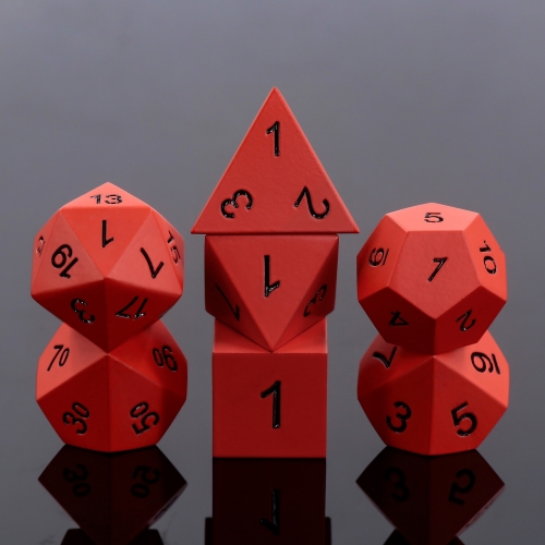 Red Metal Dice - Black font